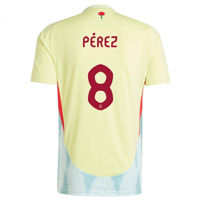 Niño Camiseta España Dani Perez #8 Amarillo 2ª Equipación 24-26 La Camisa
