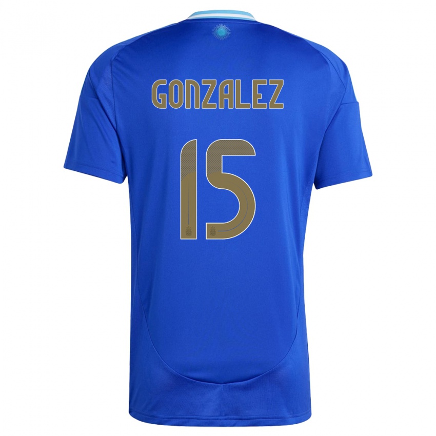 Niño Camiseta Argentina Nicolas Gonzalez #15 Azul 2ª Equipación 24-26 La Camisa