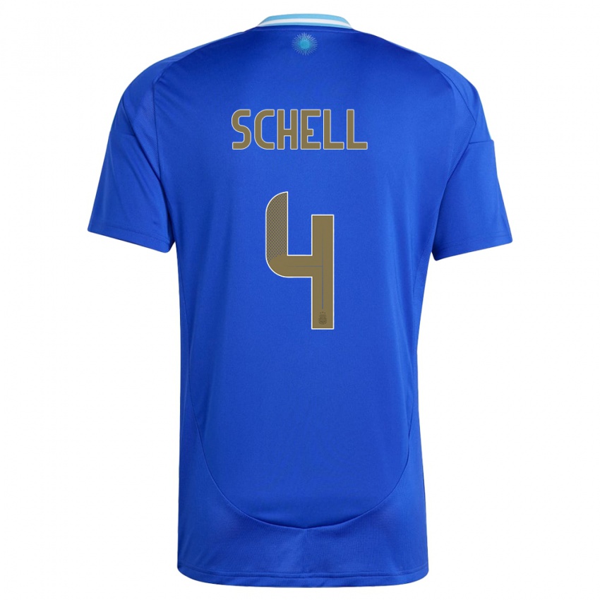 Niño Camiseta Argentina Sofia Schell #4 Azul 2ª Equipación 24-26 La Camisa