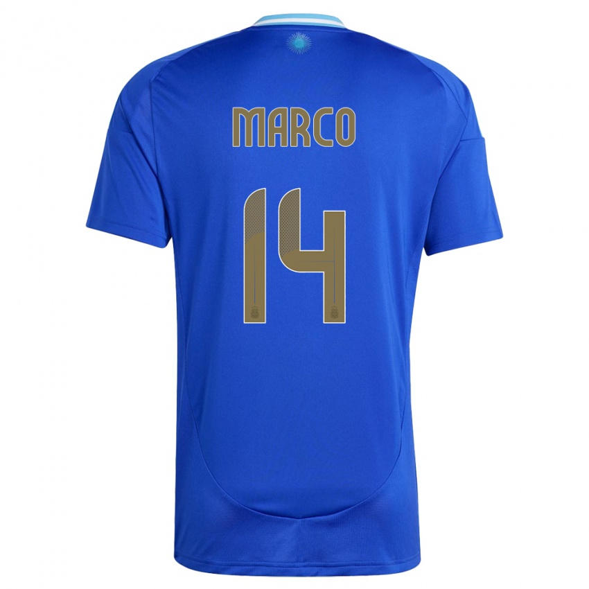 Niño Camiseta Argentina Francisco Marco #14 Azul 2ª Equipación 24-26 La Camisa
