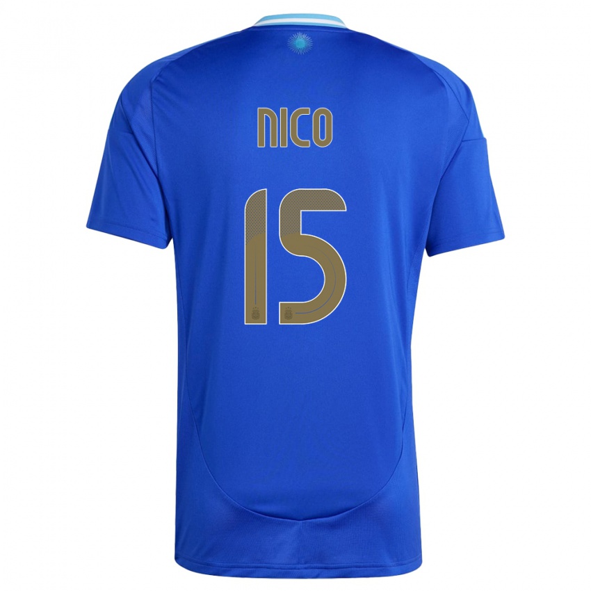 Niño Camiseta Argentina Nico #15 Azul 2ª Equipación 24-26 La Camisa