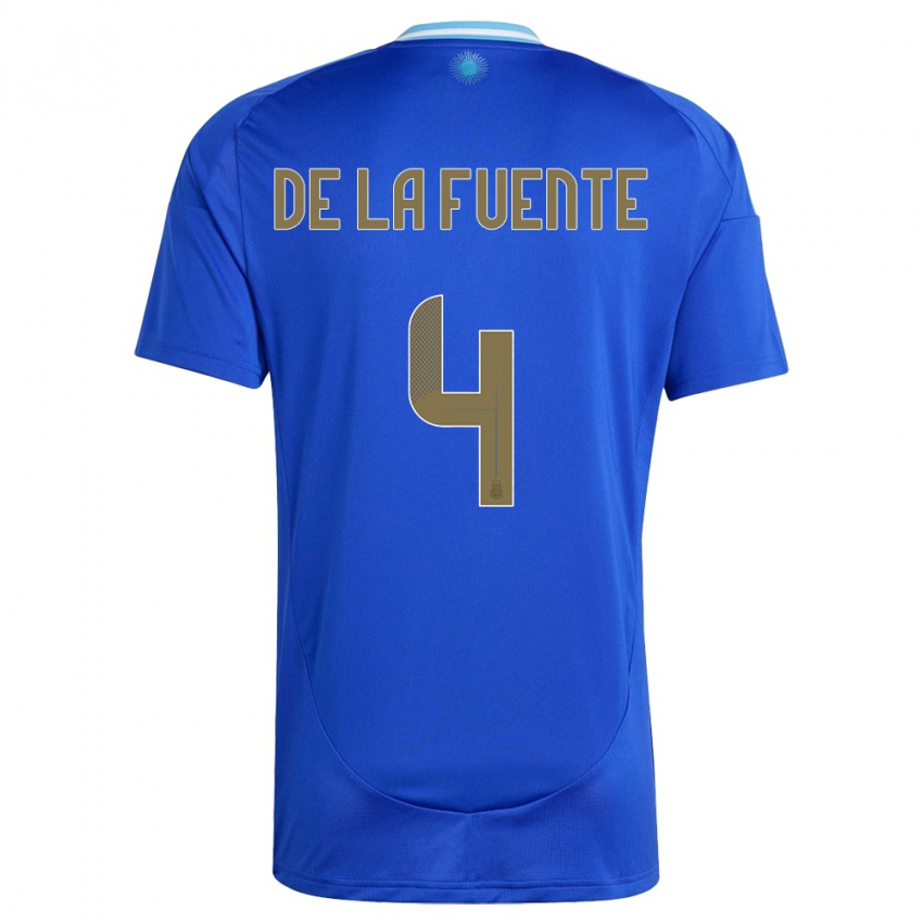 Niño Camiseta Argentina Hernan De La Fuente #4 Azul 2ª Equipación 24-26 La Camisa