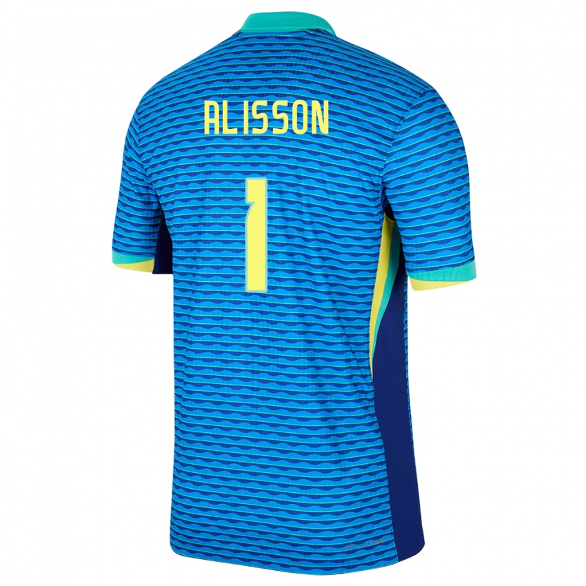 Niño Camiseta Brasil Alisson #1 Azul 2ª Equipación 24-26 La Camisa