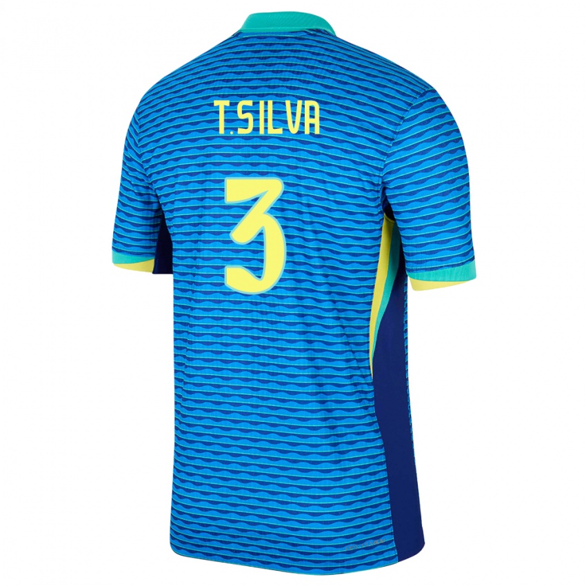 Niño Camiseta Brasil Thiago Silva #3 Azul 2ª Equipación 24-26 La Camisa