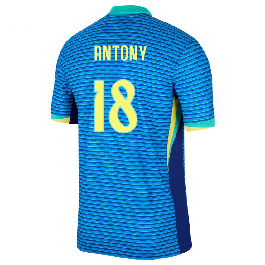Niño Camiseta Brasil Antony #18 Azul 2ª Equipación 24-26 La Camisa