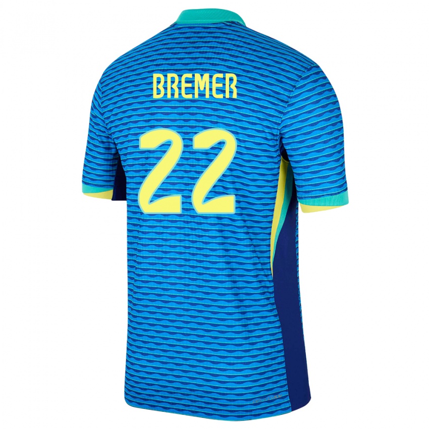Niño Camiseta Brasil Bremer #22 Azul 2ª Equipación 24-26 La Camisa