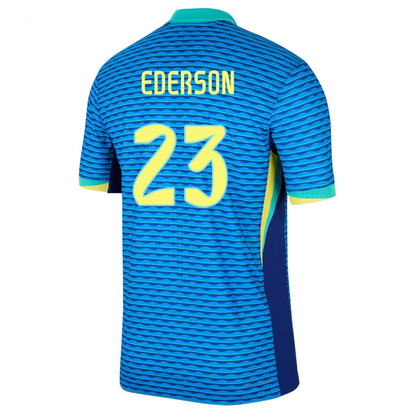 Niño Camiseta Brasil Ederson #23 Azul 2ª Equipación 24-26 La Camisa