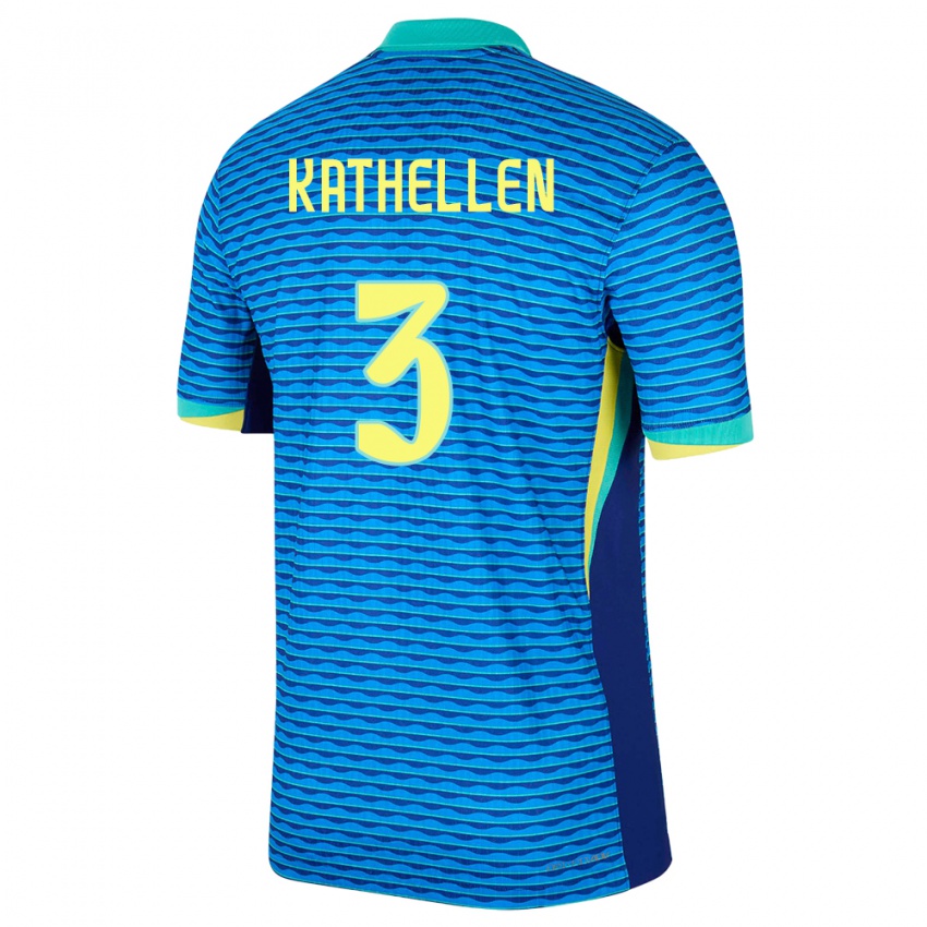 Niño Camiseta Brasil Kathellen #3 Azul 2ª Equipación 24-26 La Camisa