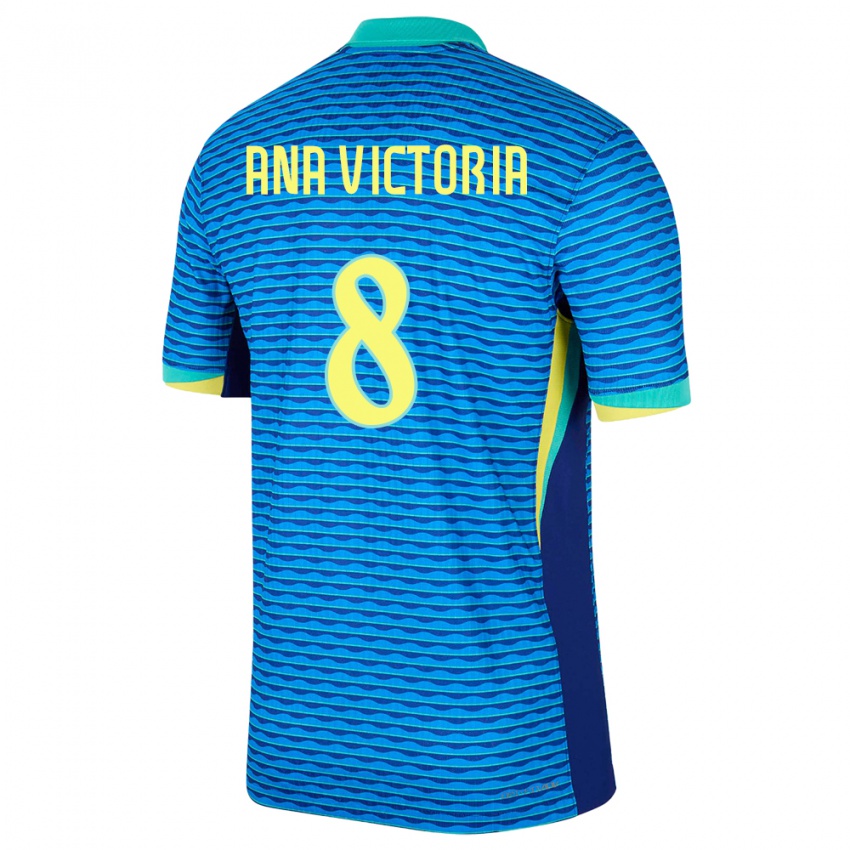 Niño Camiseta Brasil Ana Victoria #8 Azul 2ª Equipación 24-26 La Camisa