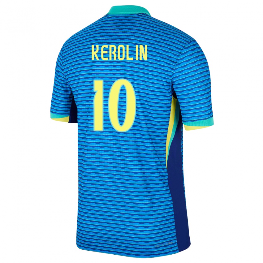 Niño Camiseta Brasil Kerolin Nicoli #10 Azul 2ª Equipación 24-26 La Camisa