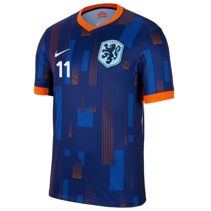 Niño Camiseta Países Bajos Ernest Poku #11 Azul 2ª Equipación 24-26 La Camisa