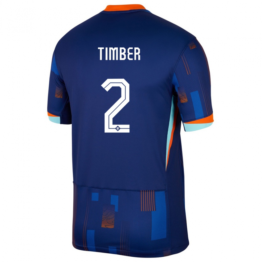 Niño Camiseta Países Bajos Jurrien Timber #2 Azul 2ª Equipación 24-26 La Camisa