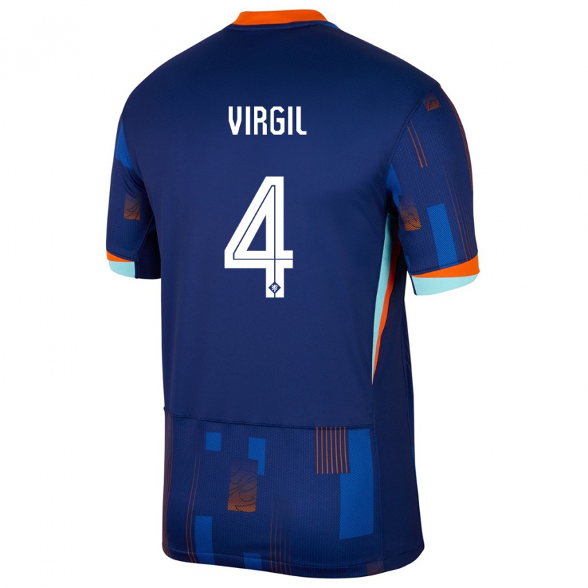 Niño Camiseta Países Bajos Virgil Van Dijk #4 Azul 2ª Equipación 24-26 La Camisa