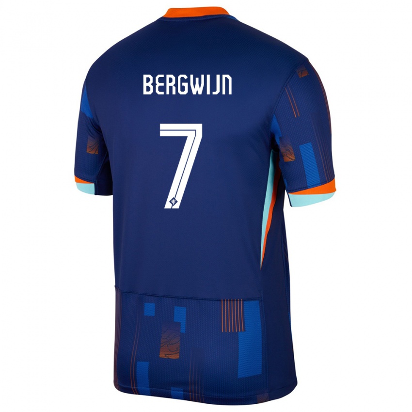 Niño Camiseta Países Bajos Steven Bergwijn #7 Azul 2ª Equipación 24-26 La Camisa