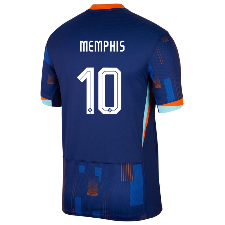 Niño Camiseta Países Bajos Memphis Depay #10 Azul 2ª Equipación 24-26 La Camisa