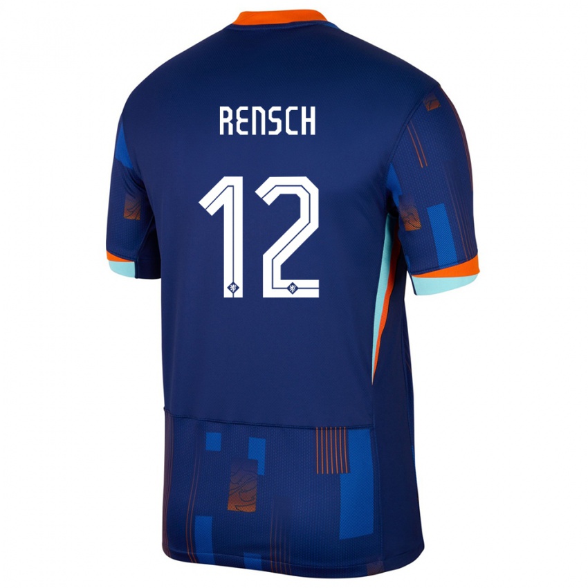 Niño Camiseta Países Bajos Devyne Rensch #12 Azul 2ª Equipación 24-26 La Camisa