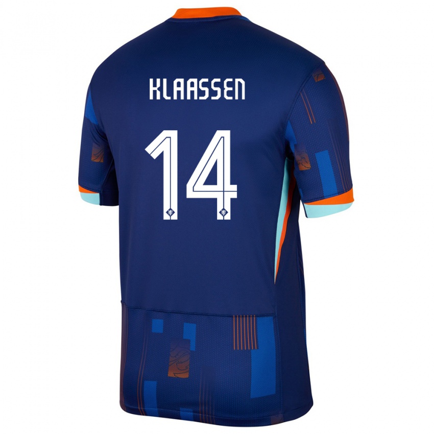 Niño Camiseta Países Bajos Davy Klaassen #14 Azul 2ª Equipación 24-26 La Camisa