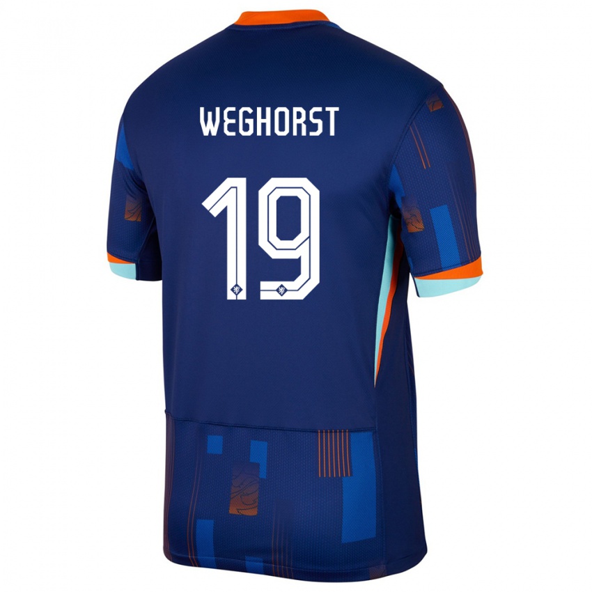 Niño Camiseta Países Bajos Wout Weghorst #19 Azul 2ª Equipación 24-26 La Camisa