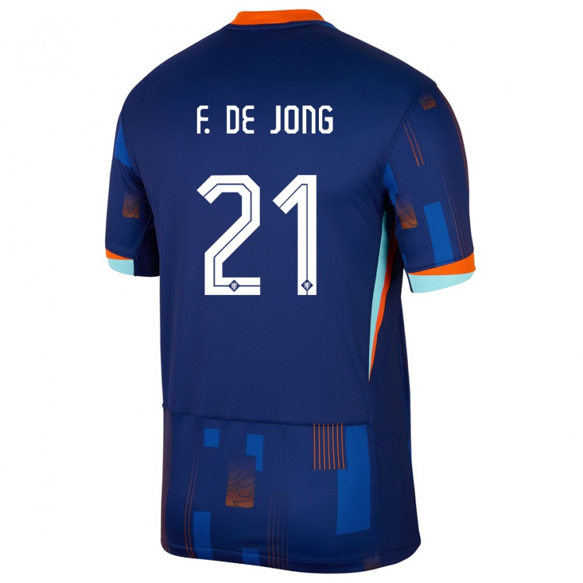Niño Camiseta Países Bajos Frenkie De Jong #21 Azul 2ª Equipación 24-26 La Camisa