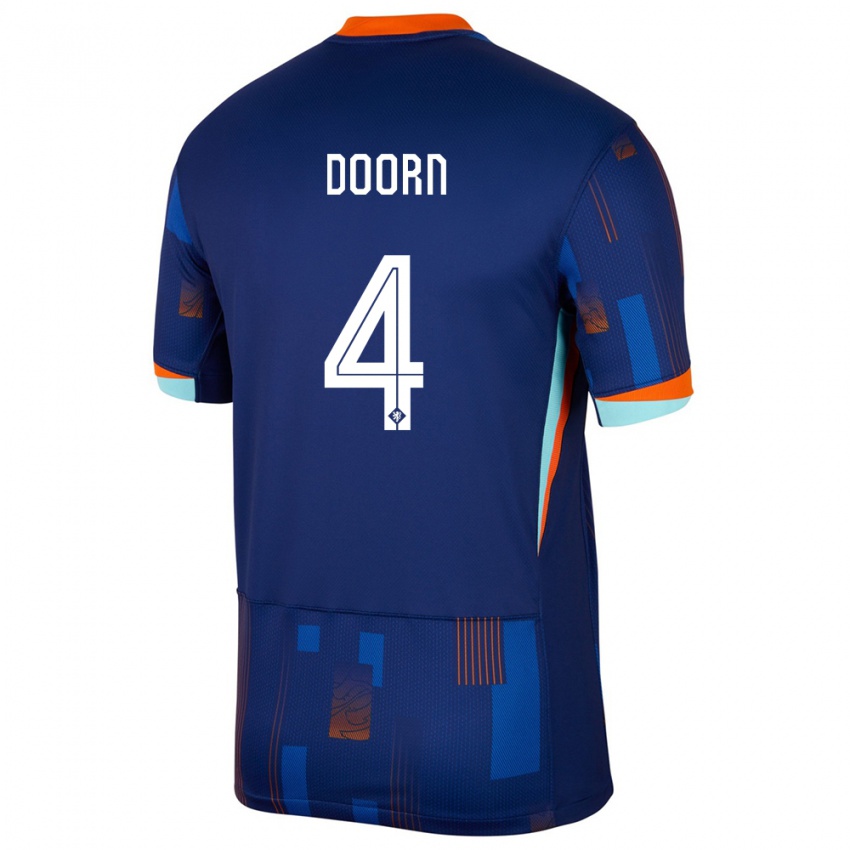 Niño Camiseta Países Bajos Lisa Doorn #4 Azul 2ª Equipación 24-26 La Camisa
