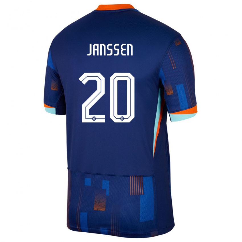 Niño Camiseta Países Bajos Dominique Janssen #20 Azul 2ª Equipación 24-26 La Camisa