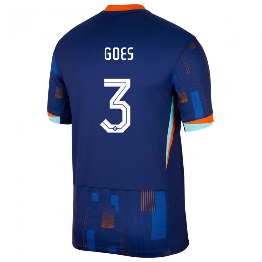 Niño Camiseta Países Bajos Wouter Goes #3 Azul 2ª Equipación 24-26 La Camisa