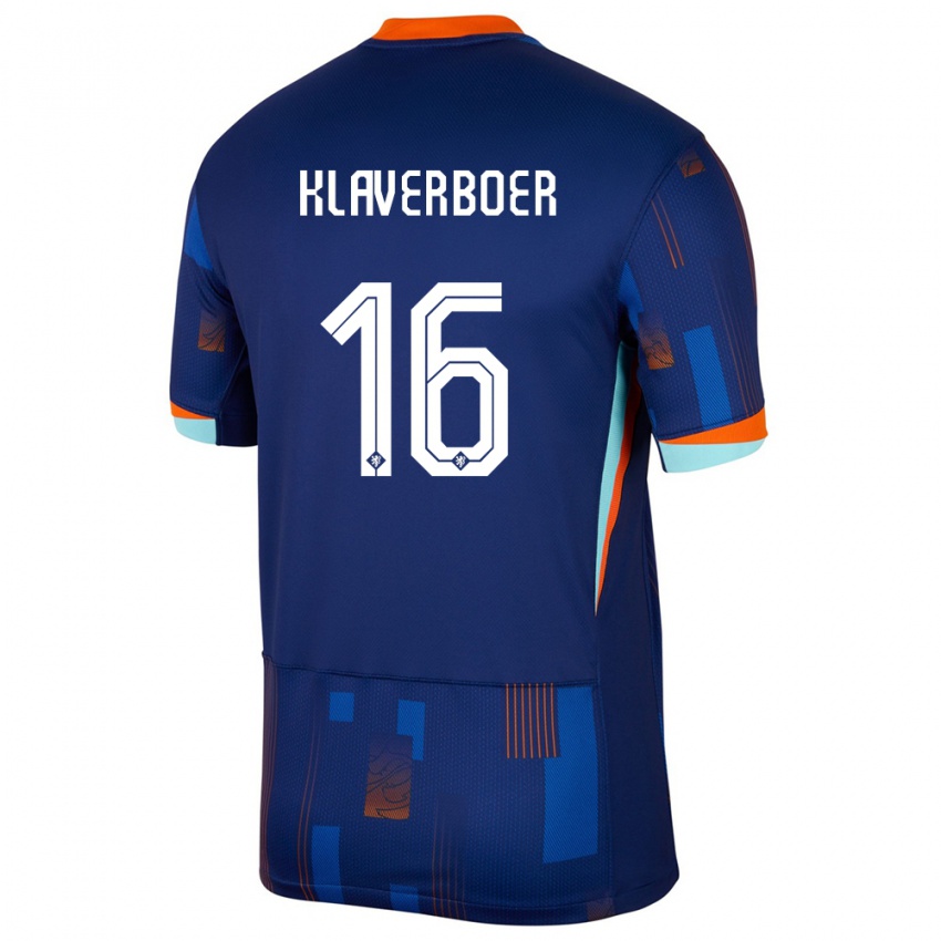 Niño Camiseta Países Bajos Bernt Klaverboer #16 Azul 2ª Equipación 24-26 La Camisa