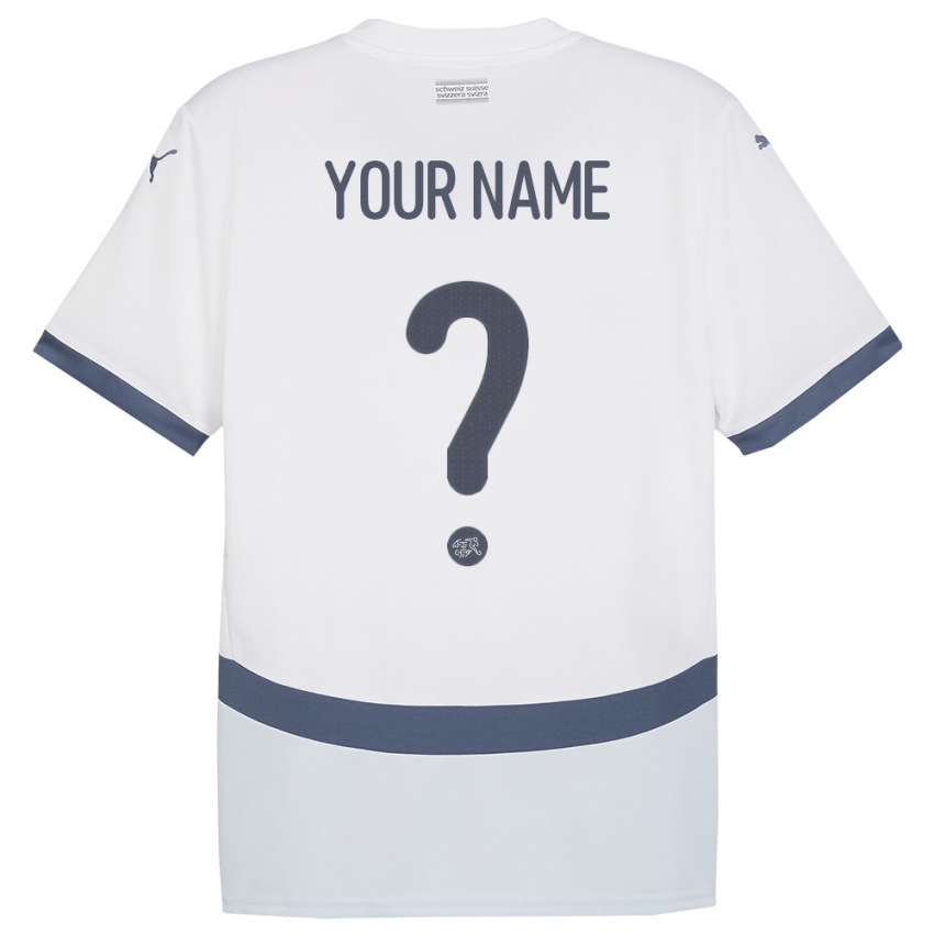 Niño Camiseta Suiza Su Nombre #0 Blanco 2ª Equipación 24-26 La Camisa