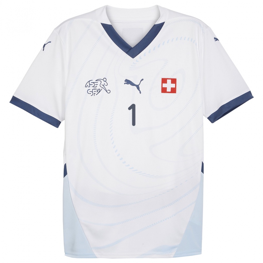 Niño Camiseta Suiza Gaelle Thalmann #1 Blanco 2ª Equipación 24-26 La Camisa