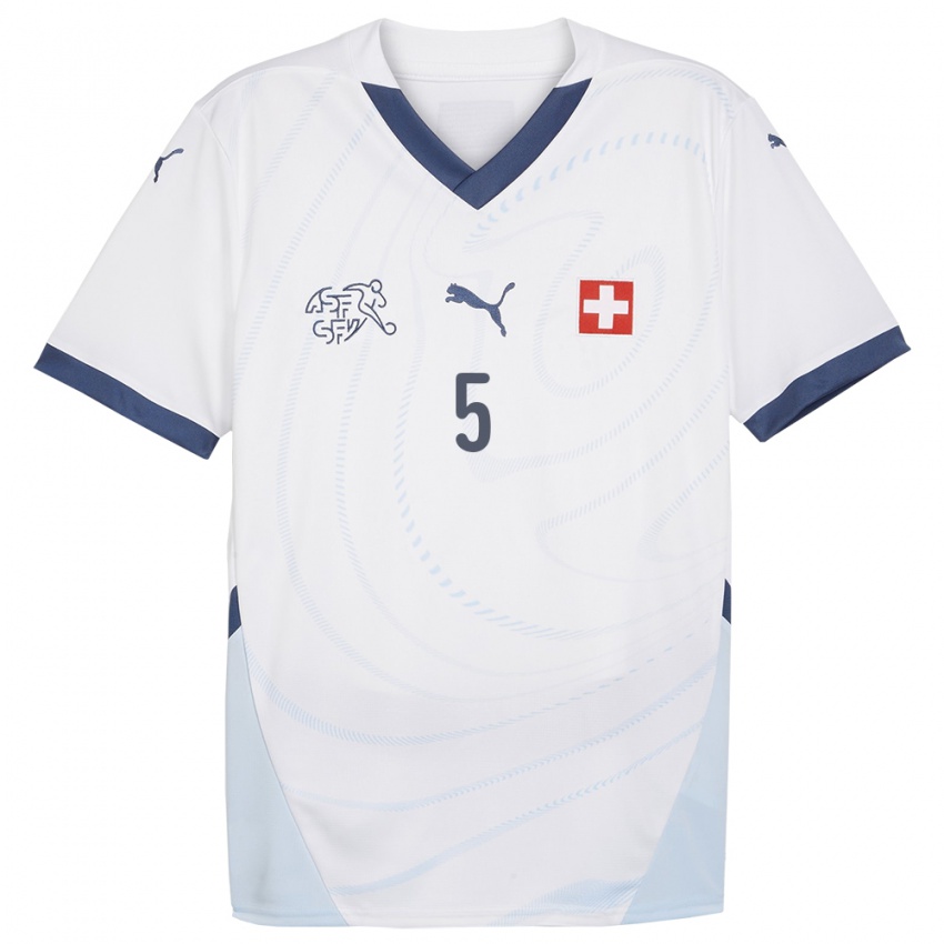 Niño Camiseta Suiza Mischa Beeli #5 Blanco 2ª Equipación 24-26 La Camisa