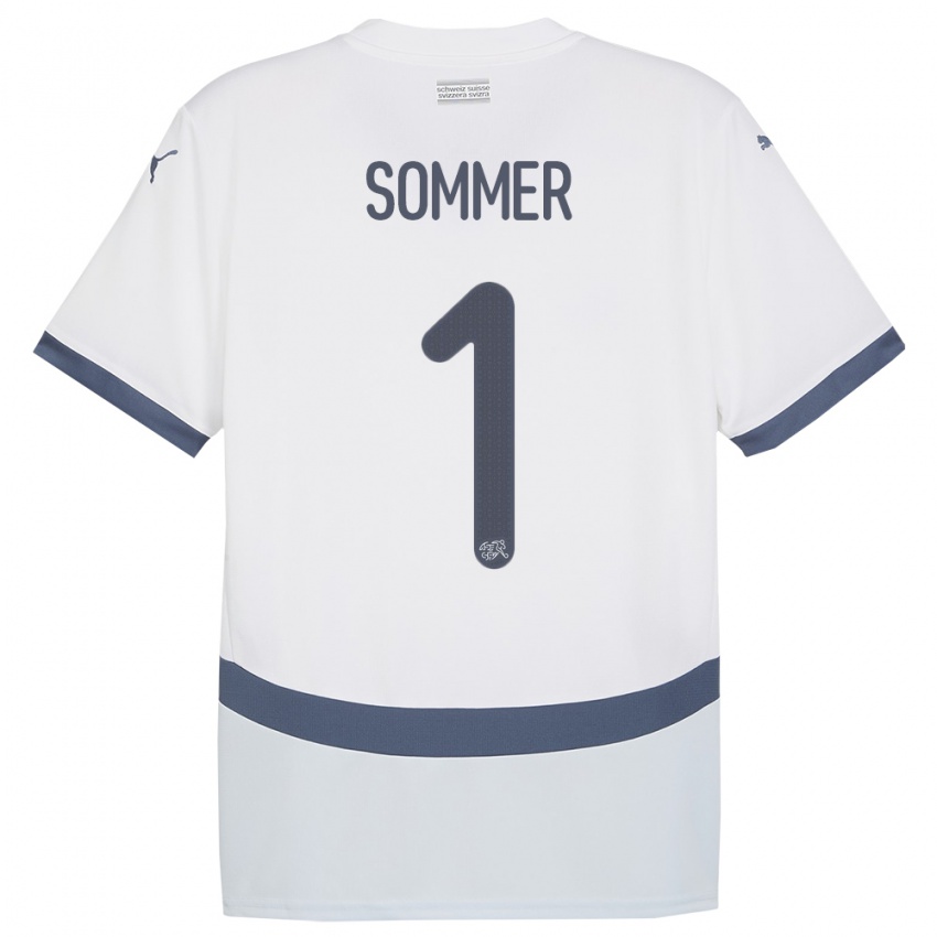 Niño Camiseta Suiza Yann Sommer #1 Blanco 2ª Equipación 24-26 La Camisa