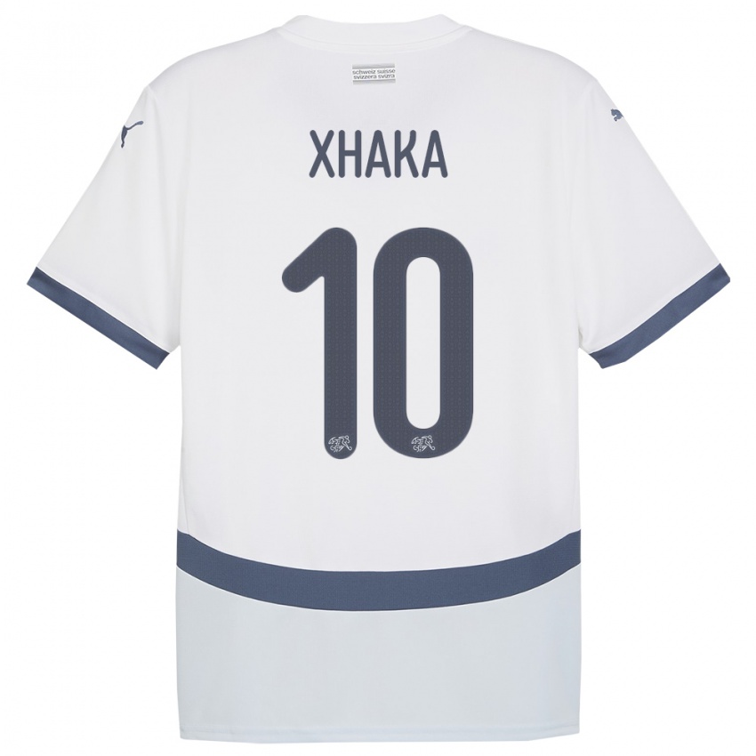Niño Camiseta Suiza Granit Xhaka #10 Blanco 2ª Equipación 24-26 La Camisa