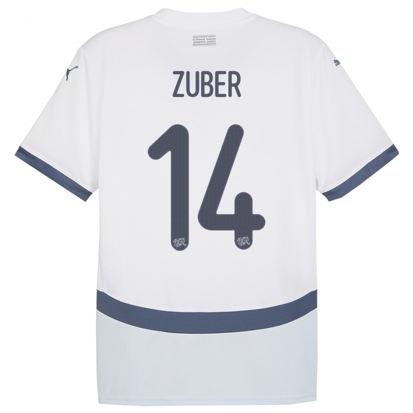 Niño Camiseta Suiza Steven Zuber #14 Blanco 2ª Equipación 24-26 La Camisa