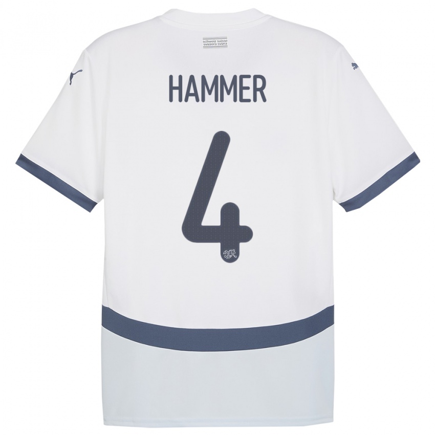 Niño Camiseta Suiza Pascal Hammer #4 Blanco 2ª Equipación 24-26 La Camisa