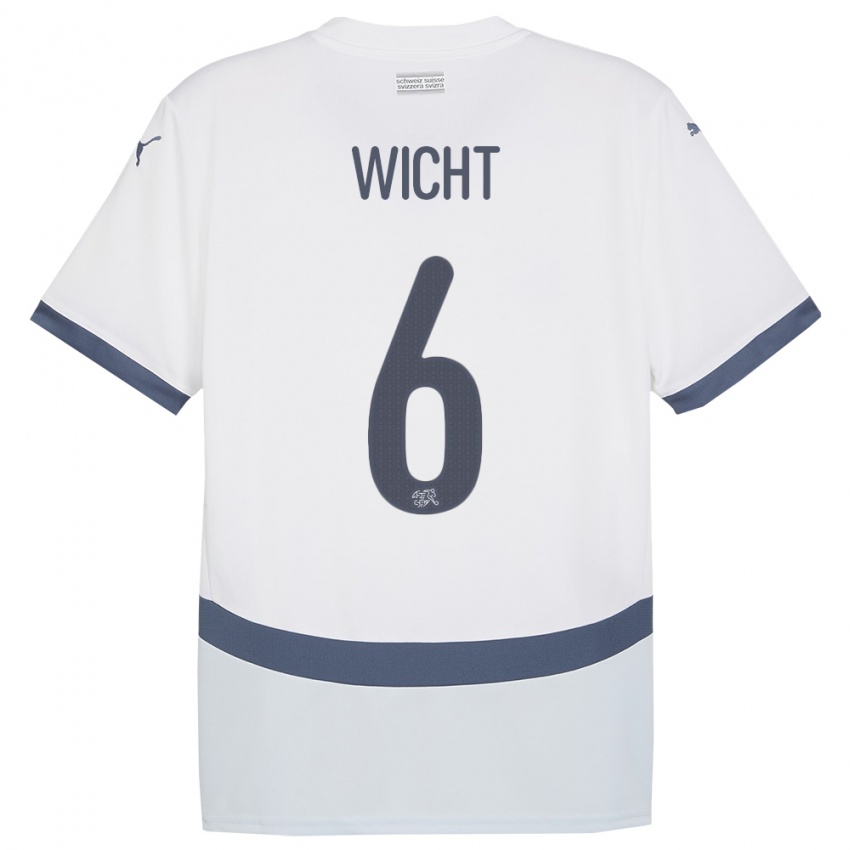 Niño Camiseta Suiza Nathan Wicht #6 Blanco 2ª Equipación 24-26 La Camisa