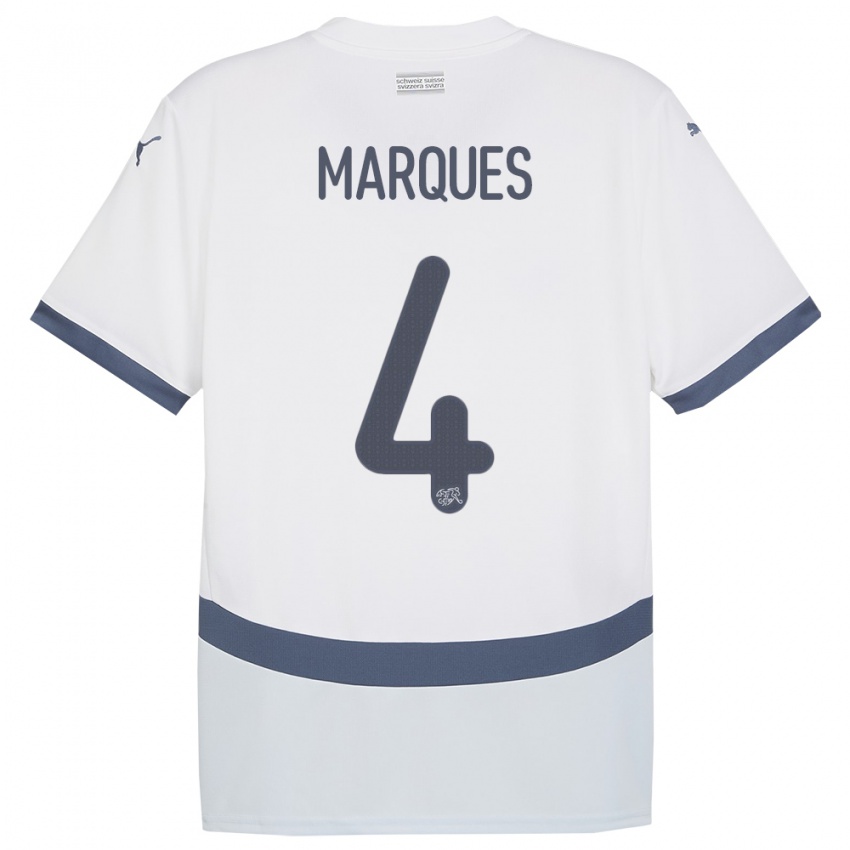 Niño Camiseta Suiza Christian Marques #4 Blanco 2ª Equipación 24-26 La Camisa