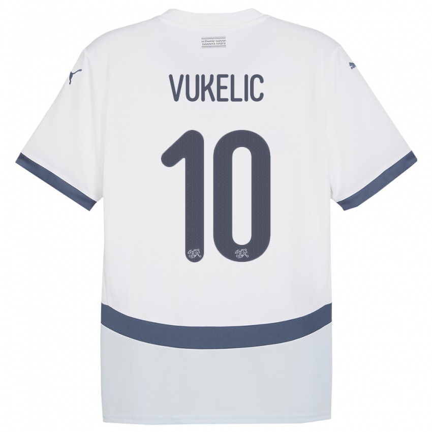 Niño Camiseta Suiza Mile Vukelic #10 Blanco 2ª Equipación 24-26 La Camisa