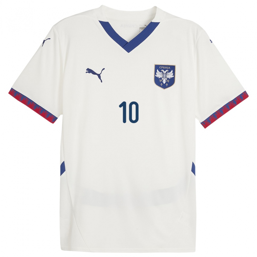 Niño Camiseta Serbia Dusan Tadic #10 Blanco 2ª Equipación 24-26 La Camisa