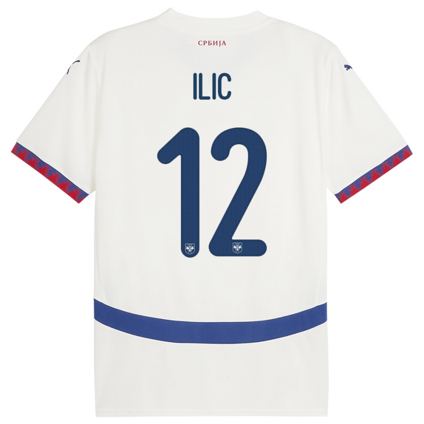 Niño Camiseta Serbia Marko Ilic #12 Blanco 2ª Equipación 24-26 La Camisa