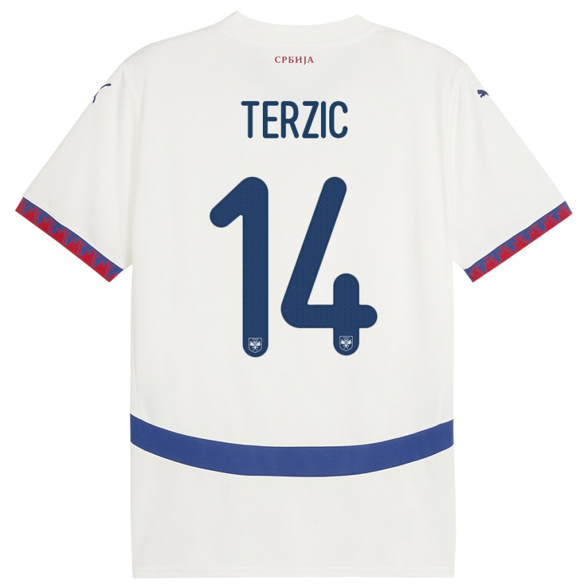 Niño Camiseta Serbia Aleksa Terzic #14 Blanco 2ª Equipación 24-26 La Camisa