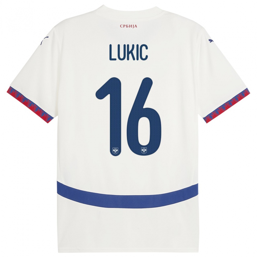 Niño Camiseta Serbia Sasa Lukic #16 Blanco 2ª Equipación 24-26 La Camisa