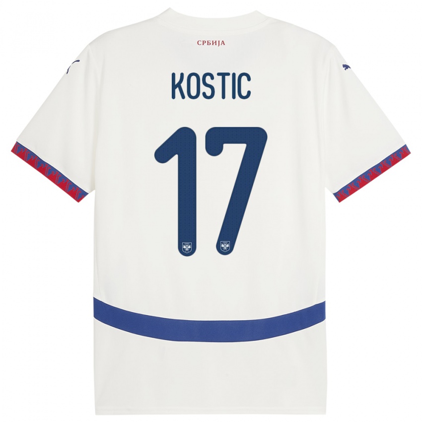Niño Camiseta Serbia Filip Kostic #17 Blanco 2ª Equipación 24-26 La Camisa