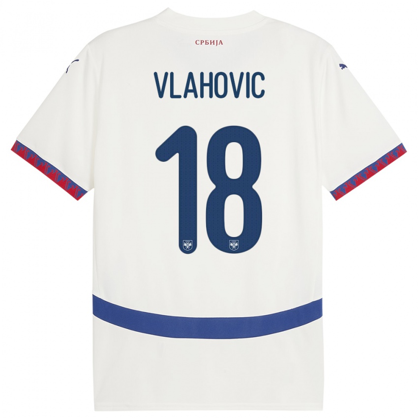 Niño Camiseta Serbia Dusan Vlahovic #18 Blanco 2ª Equipación 24-26 La Camisa