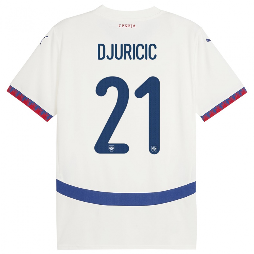Niño Camiseta Serbia Filip Djuricic #21 Blanco 2ª Equipación 24-26 La Camisa