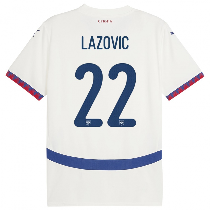 Niño Camiseta Serbia Darko Lazovic #22 Blanco 2ª Equipación 24-26 La Camisa