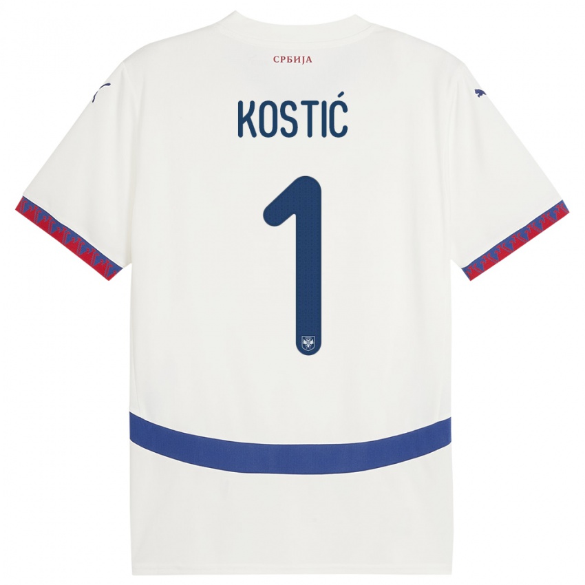 Niño Camiseta Serbia Milica Kostic #1 Blanco 2ª Equipación 24-26 La Camisa