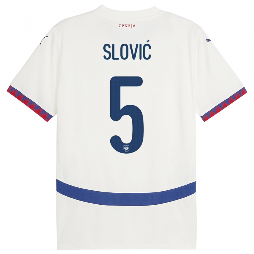 Niño Camiseta Serbia Violeta Slovic #5 Blanco 2ª Equipación 24-26 La Camisa