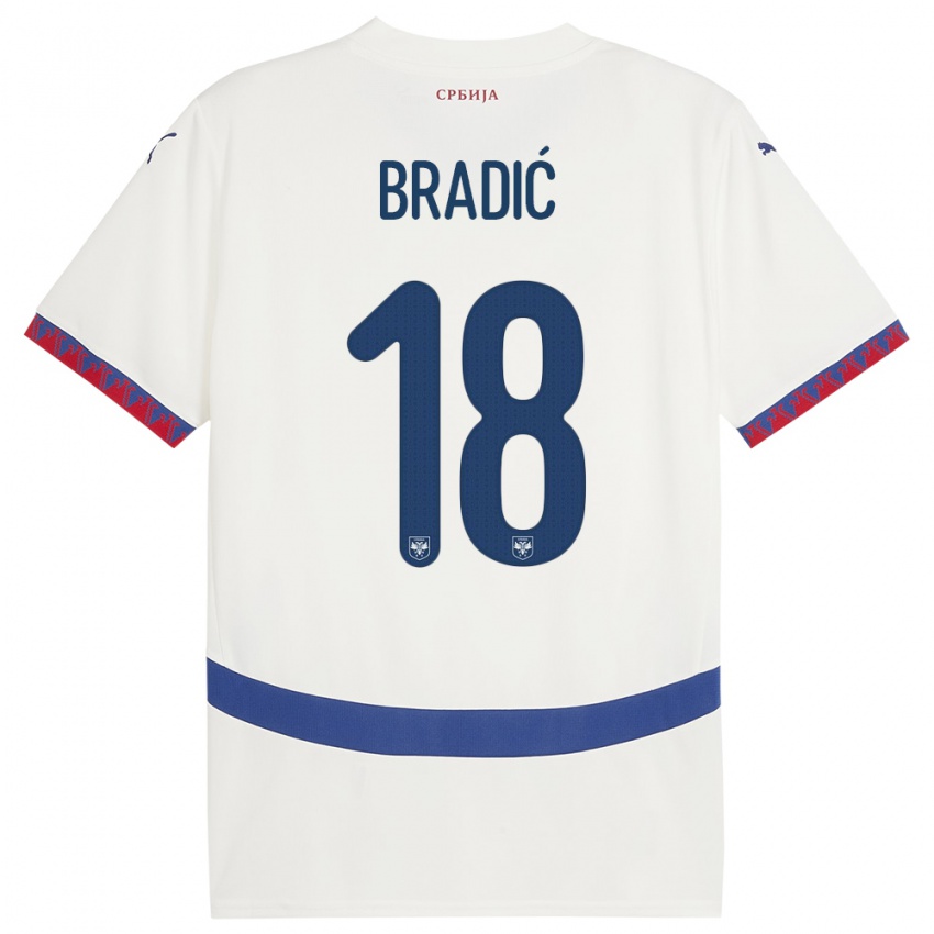 Niño Camiseta Serbia Biljana Bradic #18 Blanco 2ª Equipación 24-26 La Camisa