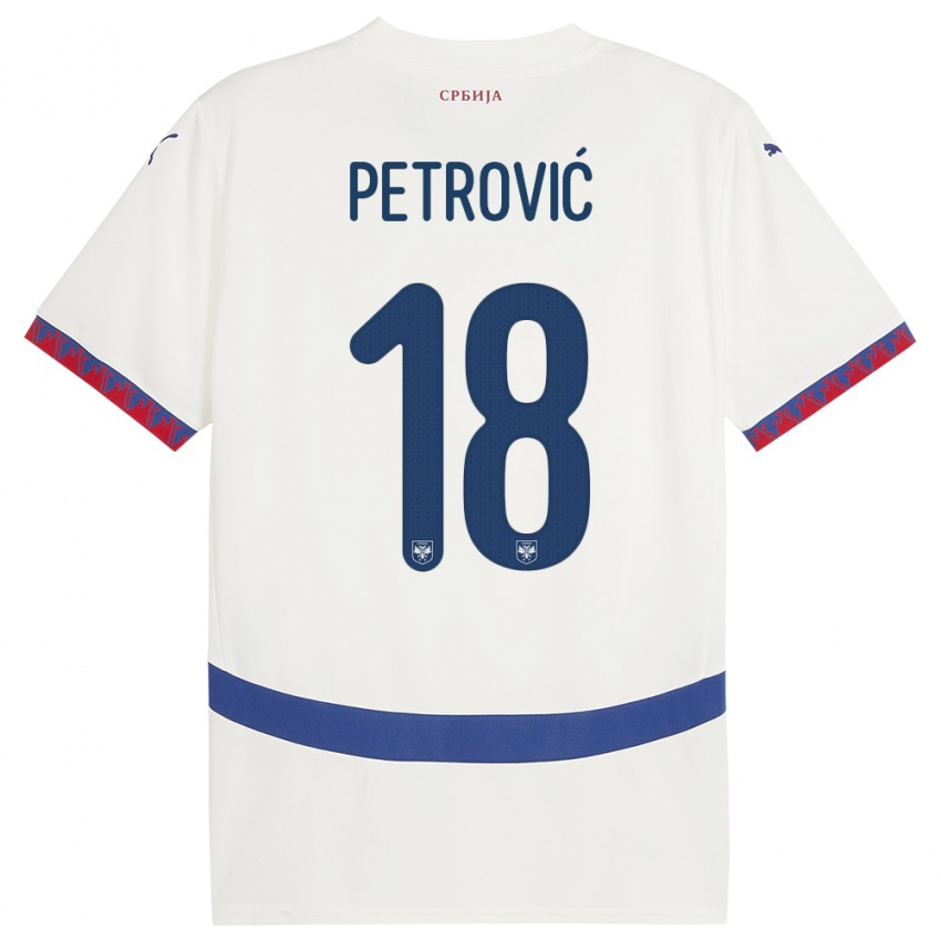 Niño Camiseta Serbia Emilija Petrovic #18 Blanco 2ª Equipación 24-26 La Camisa