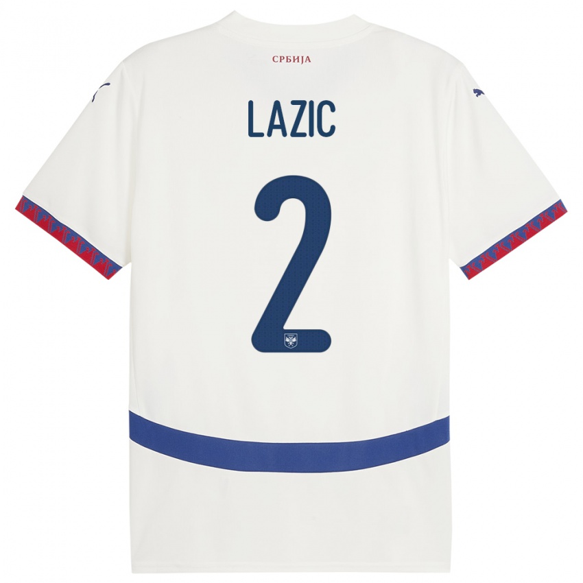 Niño Camiseta Serbia Uros Lazic #2 Blanco 2ª Equipación 24-26 La Camisa
